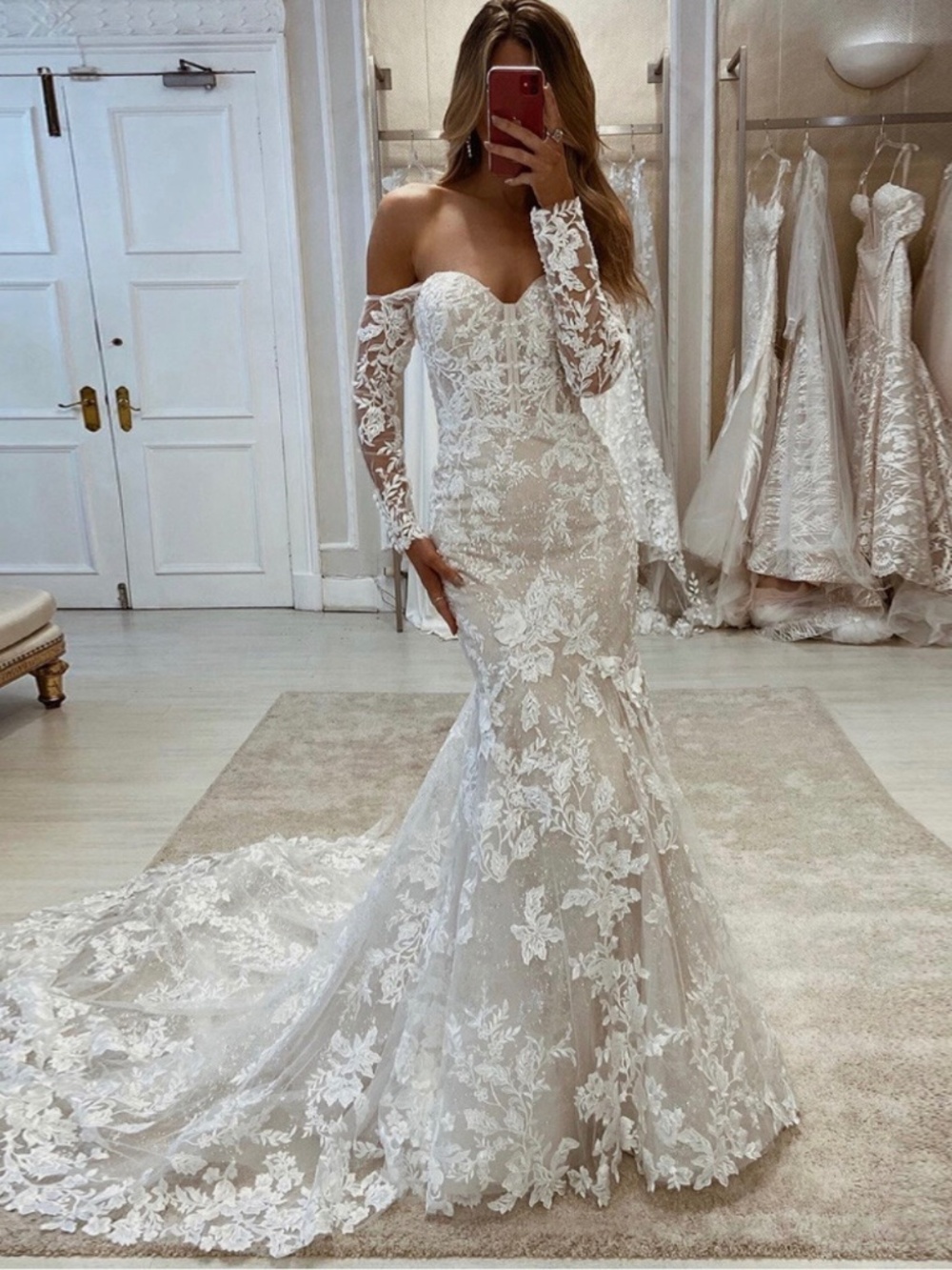 Mermaid Wedding Dress for Women 🤍 Sweetheart Neckline • Long Sleeves • Elegant